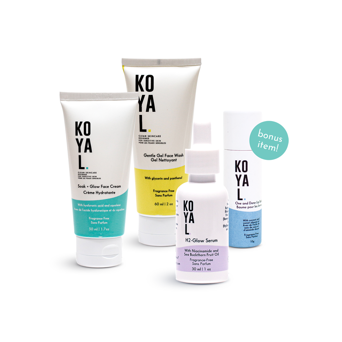 Wash and Glow Skin Care Set for Sensitive Skin and Dry Skin